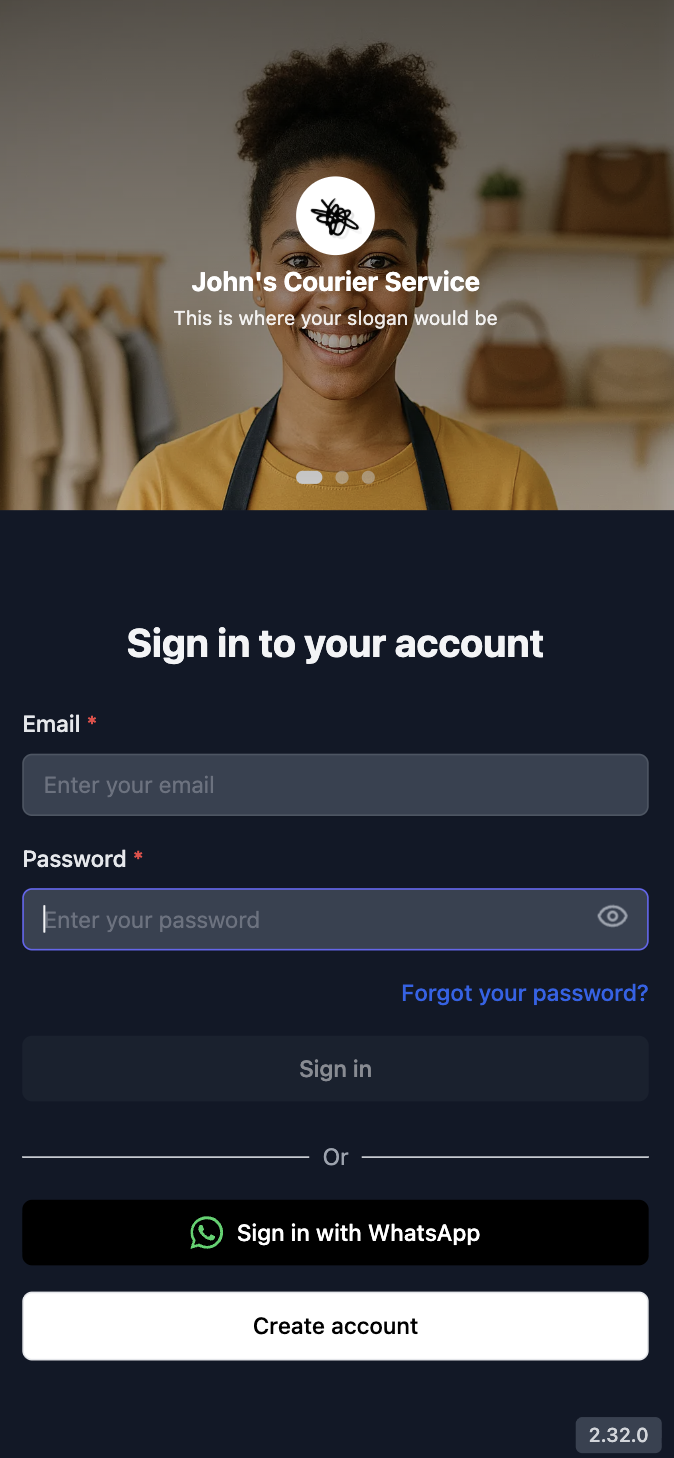 Screenshot of OX Courier Management System